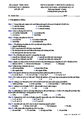 Đề thi khảo sát kiển thức chuẩn bị môn Sinh học Lớp 10 - Mã đề 357 - Năm học 2019-2020 - Trường THPT Liễn Sơn